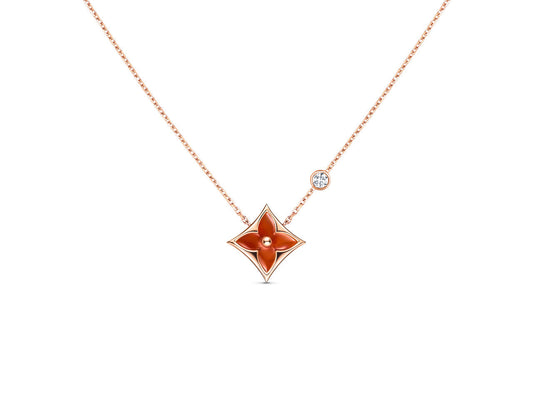 [LumiVibe]STAR NECKLACE PINK GOLD 1 DIAMOND