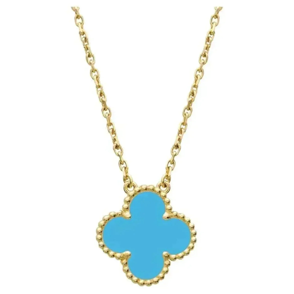 [LumiVibe]CLOVER 15MM VINTAGE TURQUOISE NECKLACE