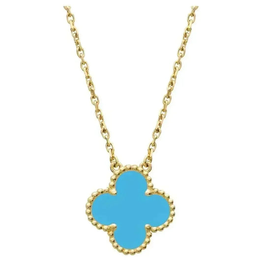 [LumiVibe]CLOVER 15MM VINTAGE TURQUOISE NECKLACE