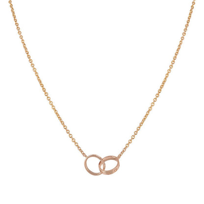 [LumiVibe]LOVE NECKLACE DOUBLE RING PINK GOLD