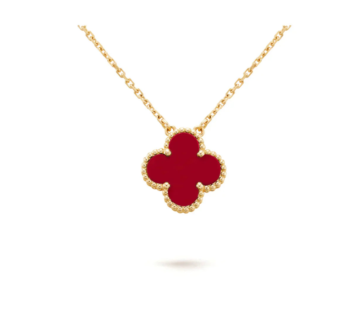 [LumiVibe]CLOVER 15MM CARNELIAN SINGLE FLOWER NECKLACE