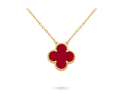 [LumiVibe]CLOVER 15MM CARNELIAN SINGLE FLOWER NECKLACE