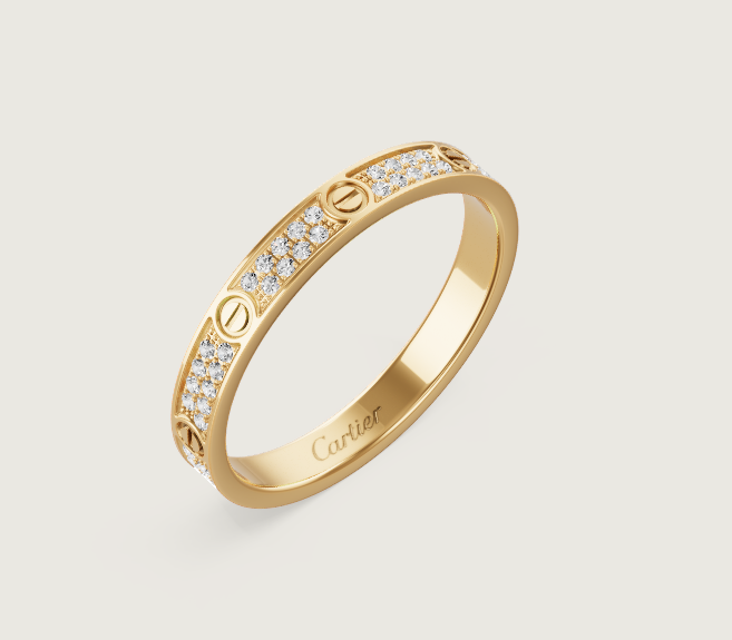 [LumiVibe]LOVE RING 2.6mm-wide full-diamond ring Gold