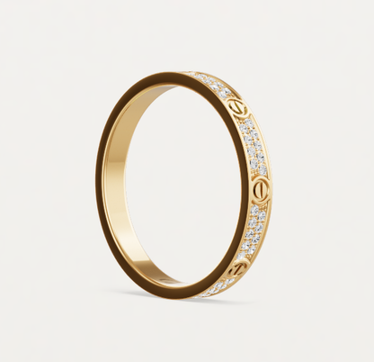 [LumiVibe]LOVE RING 2.6mm-wide full-diamond ring Gold