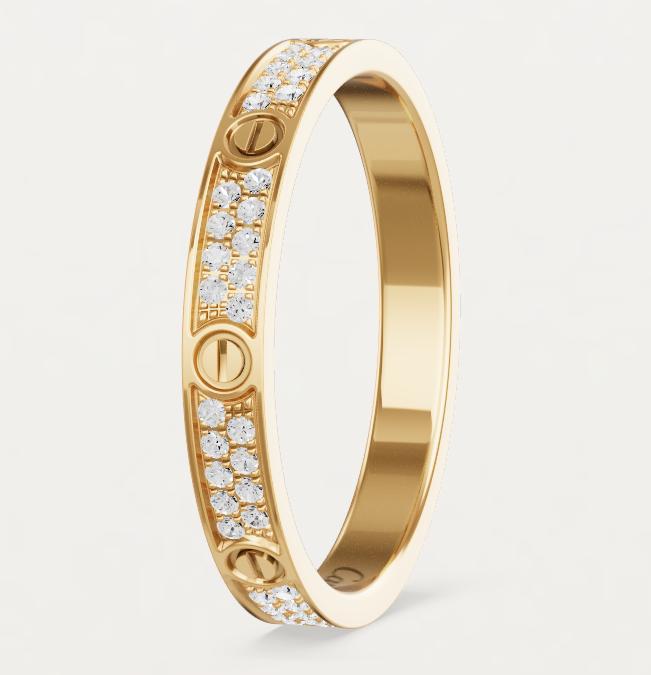 [LumiVibe]LOVE RING 2.6mm-wide full-diamond ring Gold