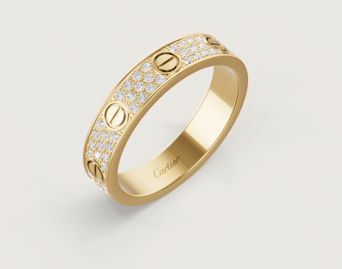 [LumiVibe]LOVE RING 4mm-wide full-diamond ring GOLD