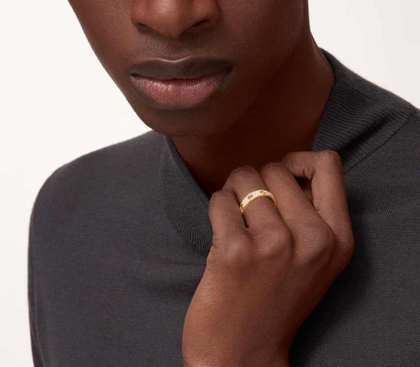 [LumiVibe]LOVE RING 4mm-wide full-diamond ring GOLD