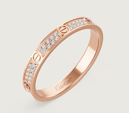[LumiVibe]LOVE RING 2.6mm-wide full-diamond ring Rose Gold
