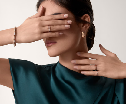 [LumiVibe]LOVE RING 2.6mm-wide full-diamond ring Rose Gold