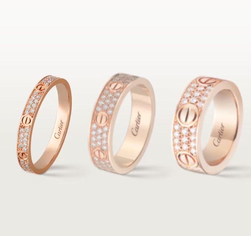 [LumiVibe]LOVE RING 2.6mm-wide full-diamond ring Rose Gold
