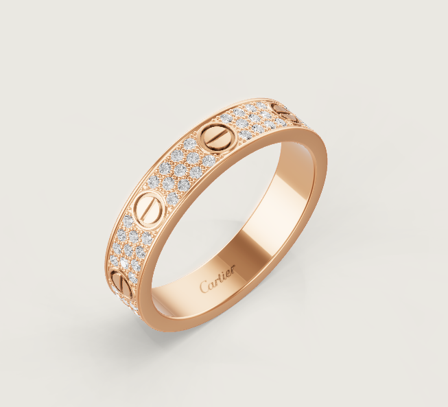 [LumiVibe]LOVE RING 4mm-wide full-diamond ring Rose Gold