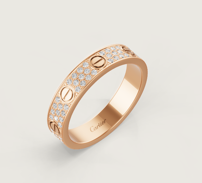 [LumiVibe]LOVE RING 4mm-wide full-diamond ring Rose Gold