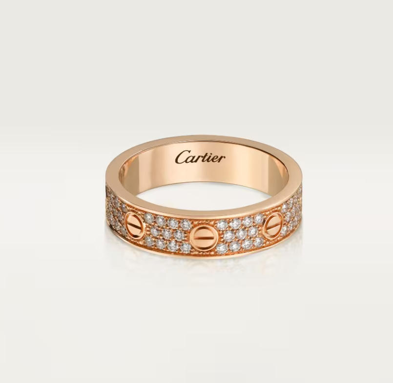 [LumiVibe]LOVE RING 4mm-wide full-diamond ring Rose Gold
