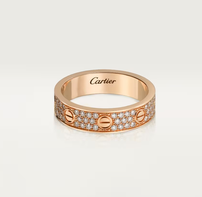 [LumiVibe]LOVE RING 4mm-wide full-diamond ring Rose Gold