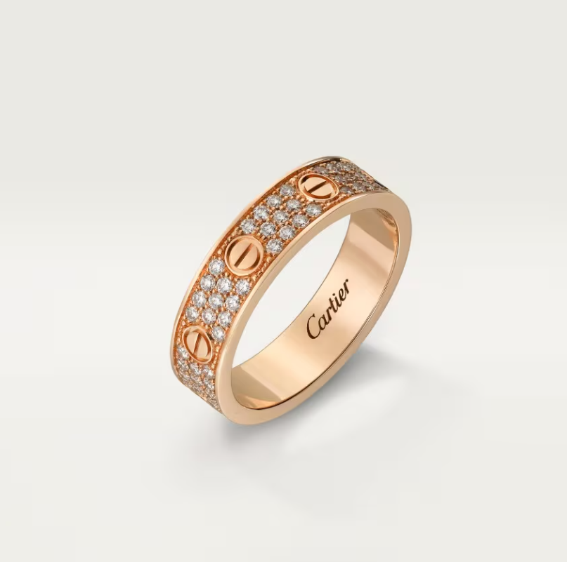 [LumiVibe]LOVE RING 4mm-wide full-diamond ring Rose Gold