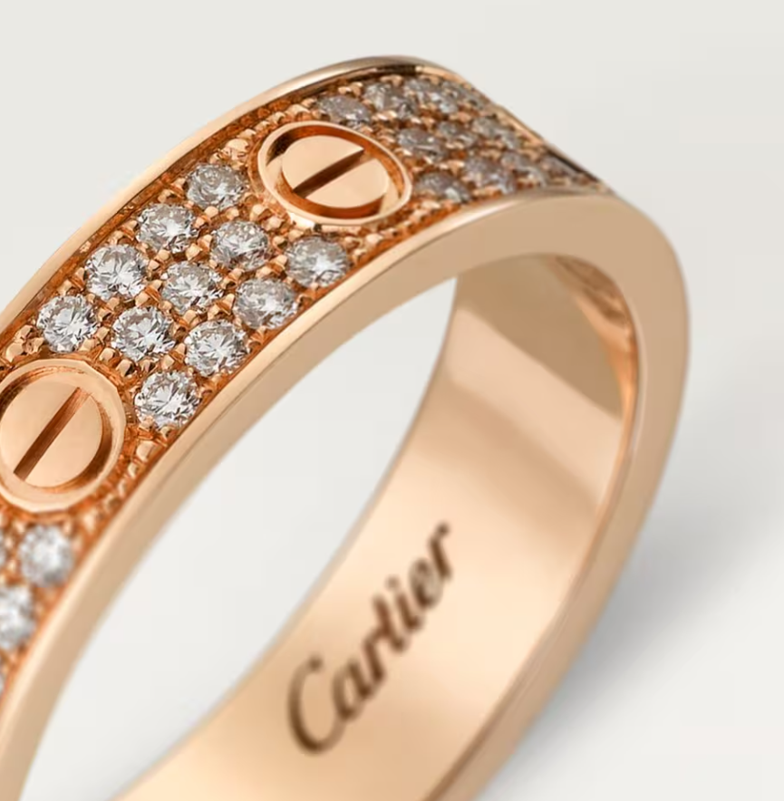 [LumiVibe]LOVE RING 4mm-wide full-diamond ring Rose Gold