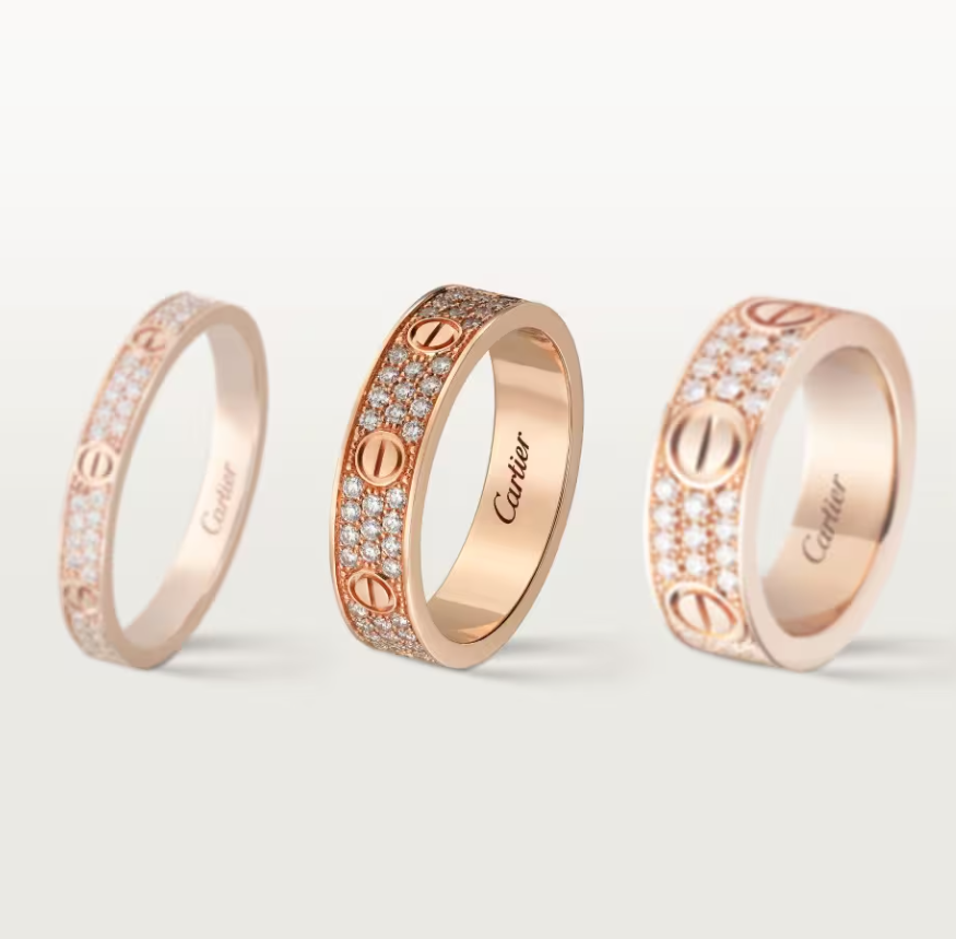 [LumiVibe]LOVE RING 4mm-wide full-diamond ring Rose Gold
