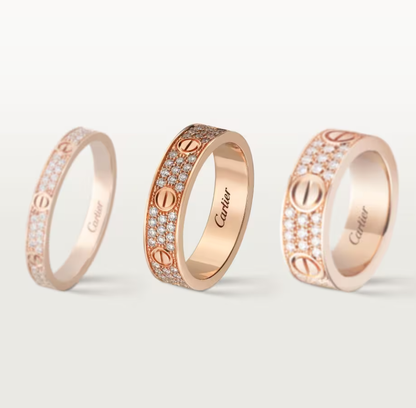 [LumiVibe]LOVE RING 4mm-wide full-diamond ring Rose Gold