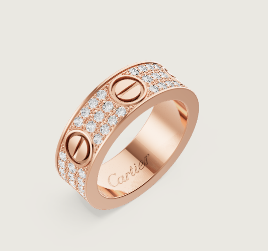[LumiVibe]LOVE RING 6.5mm-wide full-diamond ring Rose Gold