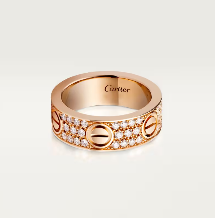 [LumiVibe]LOVE RING 6.5mm-wide full-diamond ring Rose Gold