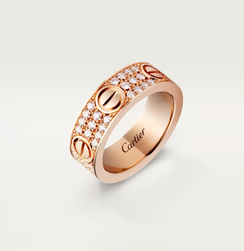 [LumiVibe]LOVE RING 6.5mm-wide full-diamond ring Rose Gold