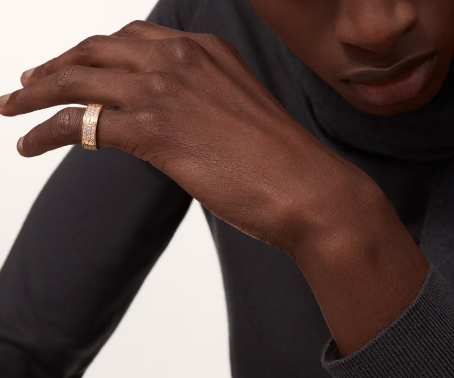 [LumiVibe]LOVE RING 6.5mm-wide full-diamond ring Rose Gold