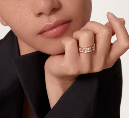 [LumiVibe]LOVE RING 6.5mm-wide full-diamond ring Rose Gold