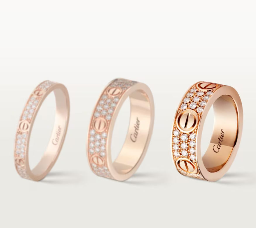 [LumiVibe]LOVE RING 6.5mm-wide full-diamond ring Rose Gold
