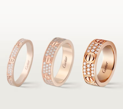 [LumiVibe]LOVE RING 6.5mm-wide full-diamond ring Rose Gold