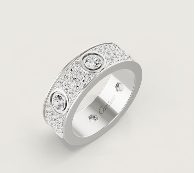 [LumiVibe]LOVE RING 6.5MM Full Diamond, 6 Major Diamonds Silver