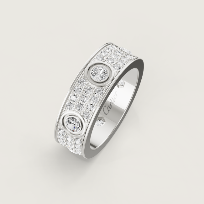[LumiVibe]LOVE RING 6.5MM Full Diamond, 6 Major Diamonds Silver