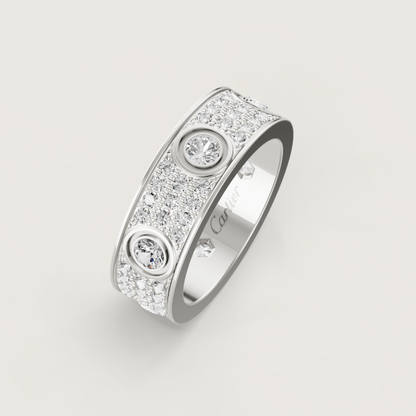 [LumiVibe]LOVE RING 6.5MM Full Diamond, 6 Major Diamonds Silver