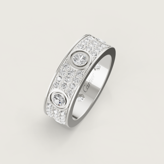 [LumiVibe]LOVE RING 6.5MM Full Diamond, 6 Major Diamonds Silver
