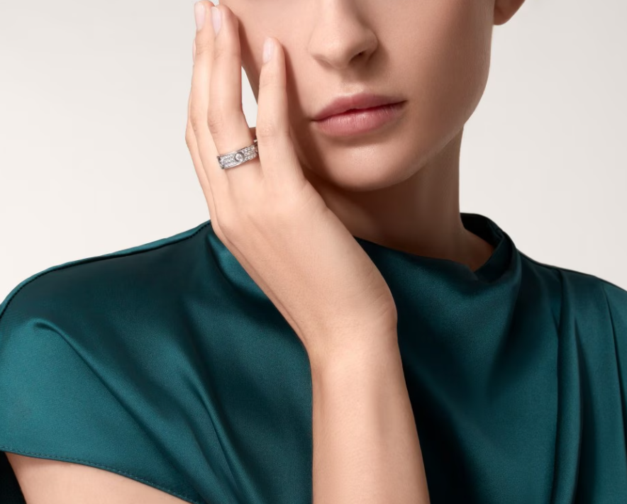 [LumiVibe]LOVE RING 6.5MM Full Diamond, 6 Major Diamonds Silver
