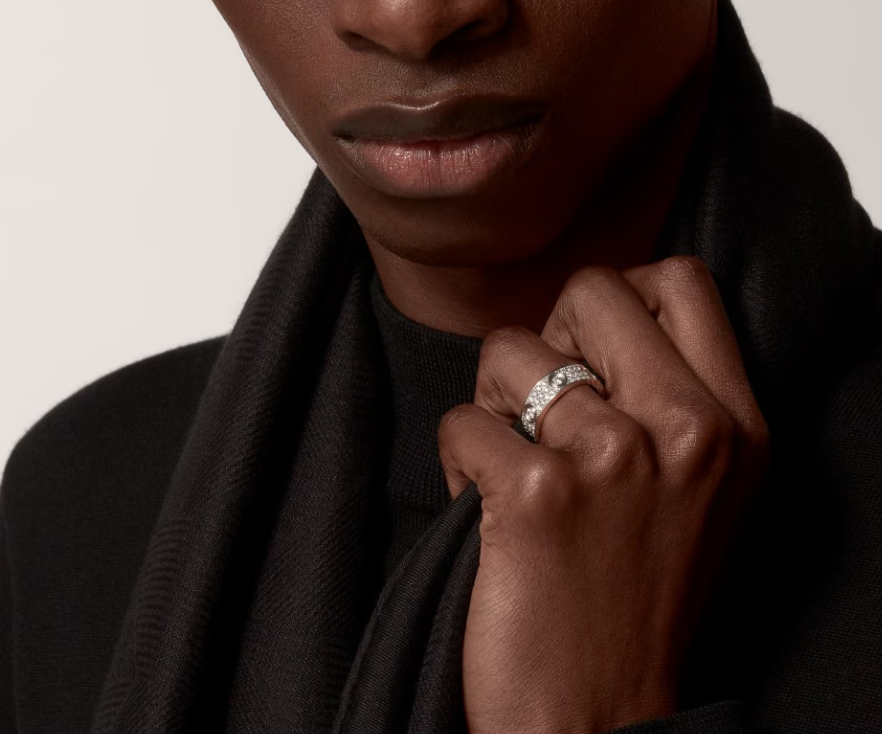 [LumiVibe]LOVE RING 6.5MM Full Diamond, 6 Major Diamonds Silver