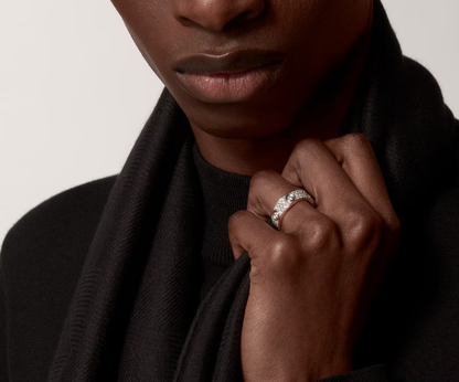 [LumiVibe]LOVE RING 6.5MM Full Diamond, 6 Major Diamonds Silver