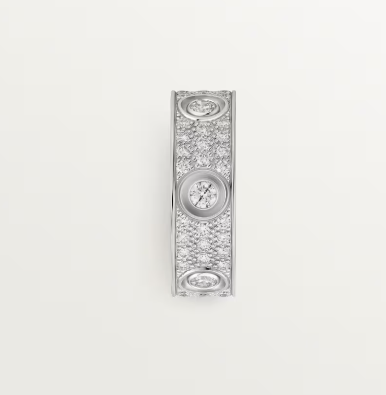 [LumiVibe]LOVE RING 6.5MM Full Diamond, 6 Major Diamonds Silver