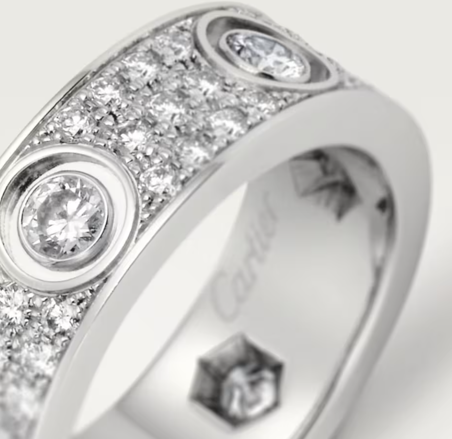 [LumiVibe]LOVE RING 6.5MM Full Diamond, 6 Major Diamonds Silver