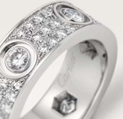 [LumiVibe]LOVE RING 6.5MM Full Diamond, 6 Major Diamonds Silver