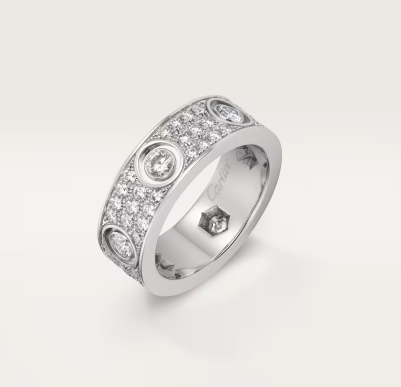 [LumiVibe]LOVE RING 6.5MM Full Diamond, 6 Major Diamonds Silver