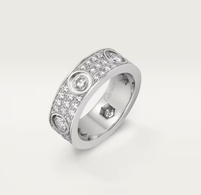 [LumiVibe]LOVE RING 6.5MM Full Diamond, 6 Major Diamonds Silver