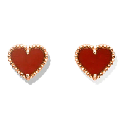[LumiVibe]HEART CARNELIAN STUD EARRINGS