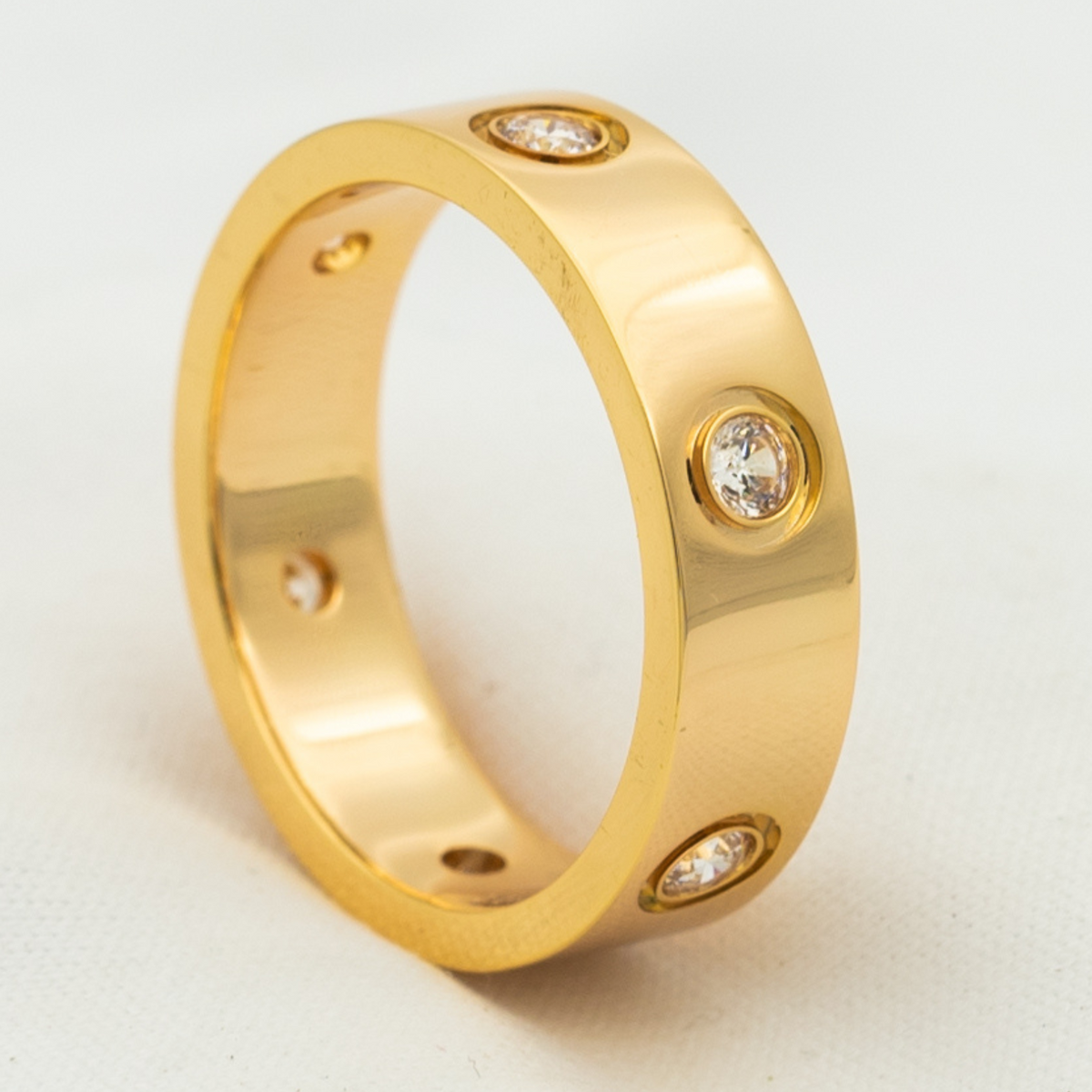 [LumiVibe]LOVE RING 5.5MM 6 DIAMONDS PINK GOLD