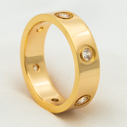 [LumiVibe]LOVE RING 5.5MM 6 DIAMONDS PINK GOLD