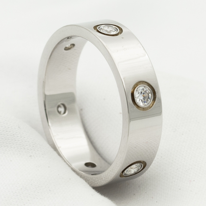 [LumiVibe]LOVE RING 5.5MM 6 DIAMONDS SILVER