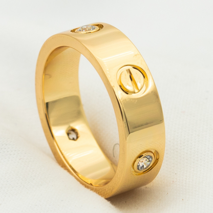 [LumiVibe]LOVE RING 5.5MM 3 DIAMONDS PINK GOLD