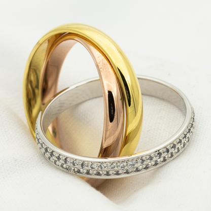 [LumiVibe Jewelry]TRINITY RING GOLD PINK GOLD SILVER DIAMONDS