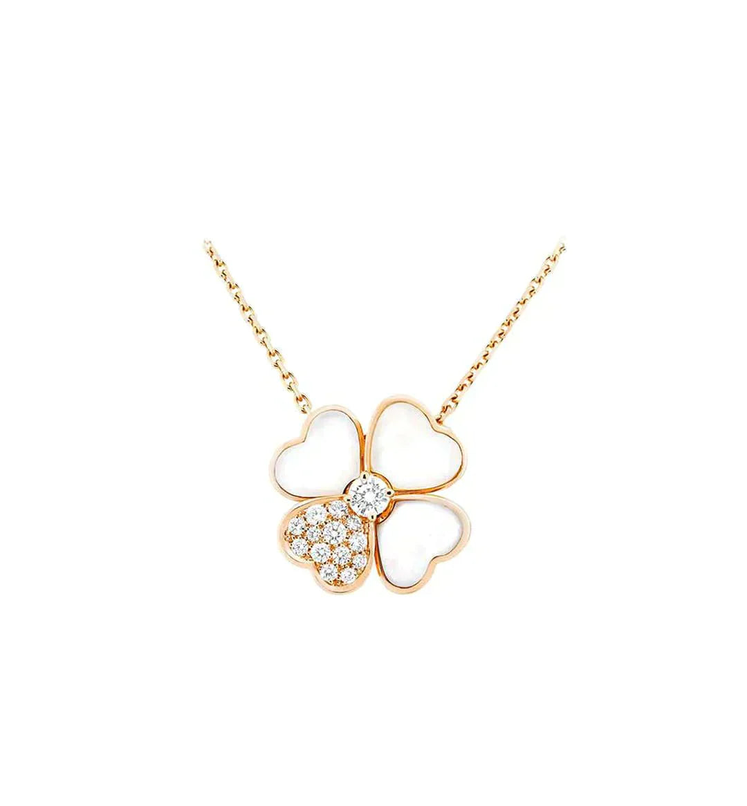 [LumiVibe]CLOVER MOP DIAMOND ROSE GOLD NECKLACE