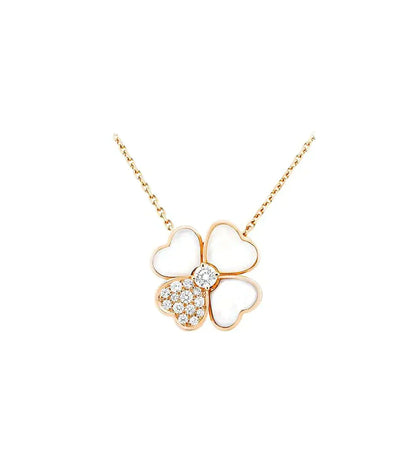 [LumiVibe]CLOVER MOP DIAMOND ROSE GOLD NECKLACE