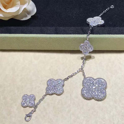 [LumiVibe]CLOVER 6 MOTIFS SILVER DIAMOND BRACELET